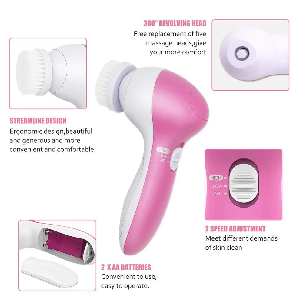 5-in-1 Beauty Care Massager – Deep Clean, Exfoliate & Glow | Complete Facial Spa Kit