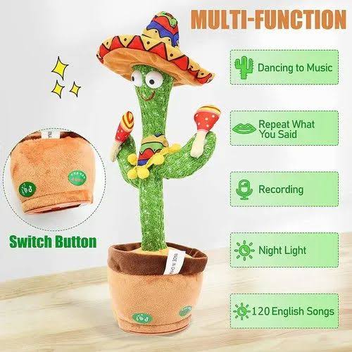 Dancing Cactus™ – Singing & Talking Plush Toy | Interactive Fun for Kids (1–10 Years)